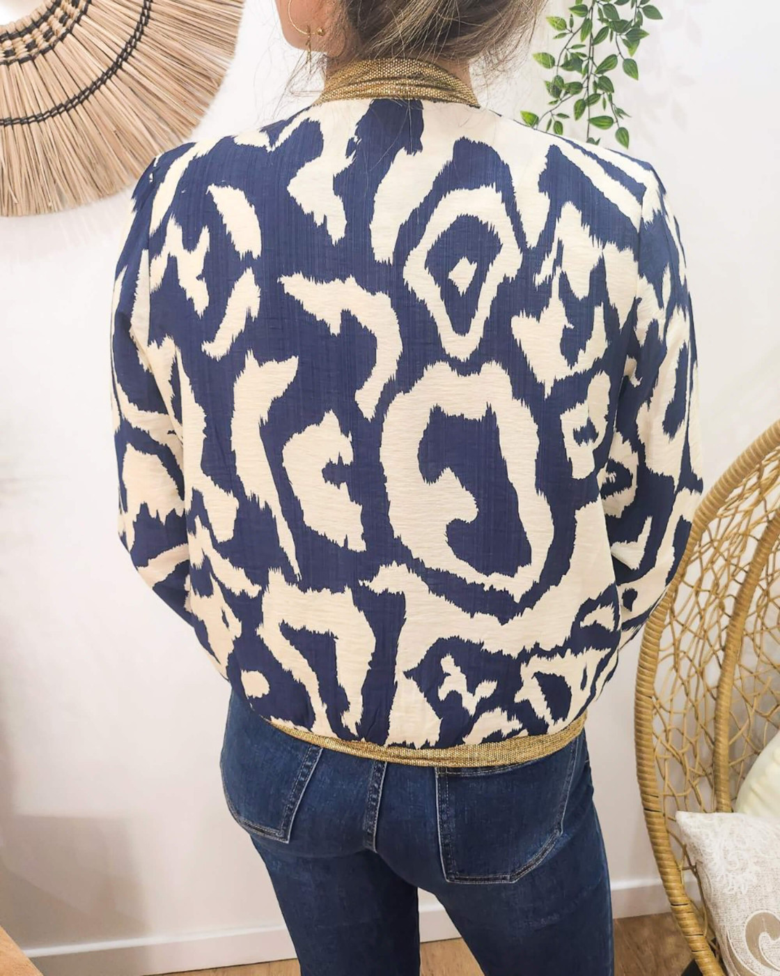 Bombers femme écru et bleu marine Lison