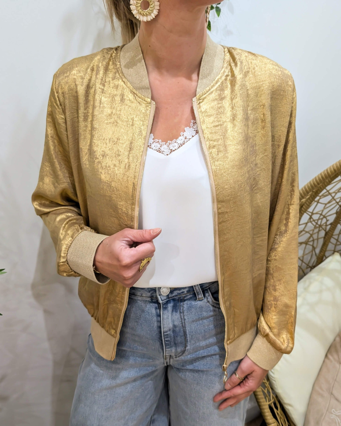 Bombers femme doré foncé irisé