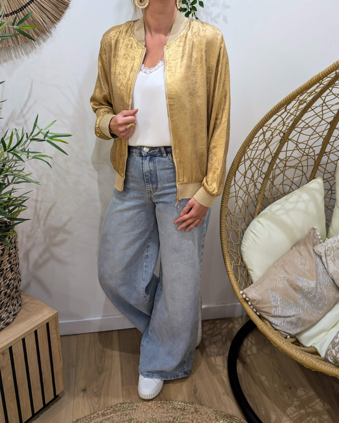 Bombers femme doré foncé irisé