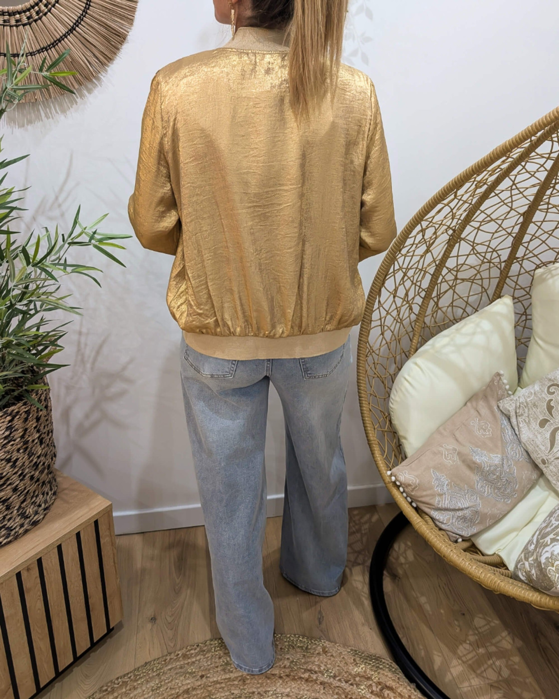 Bombers femme doré foncé irisé