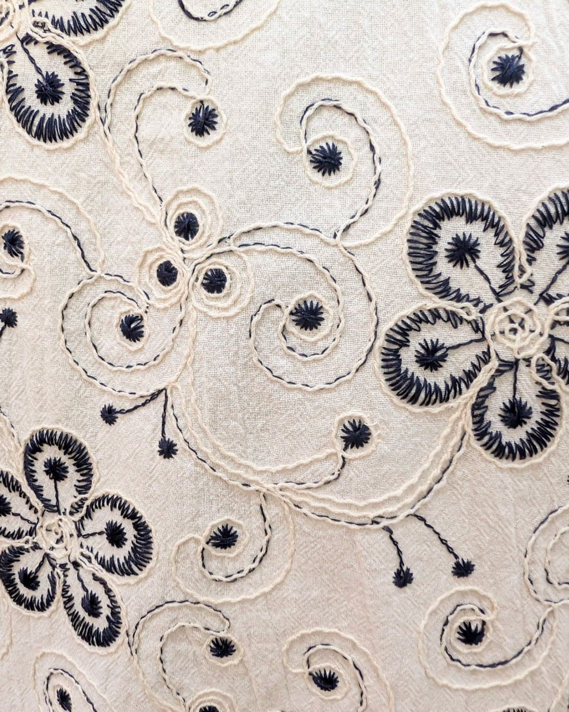 Bombers femme beige fleurs brodées marine Nessa