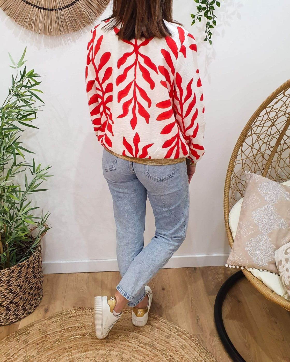 Bombers femme écru et rouge Ismérie