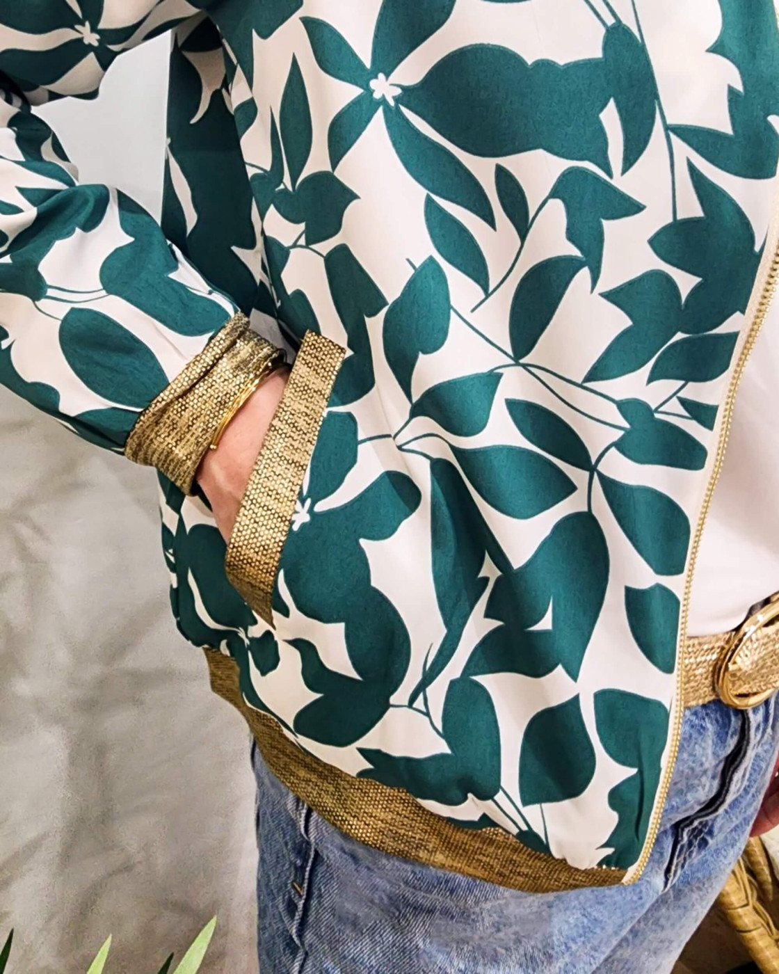 Bombers femme écru et vert Soizic