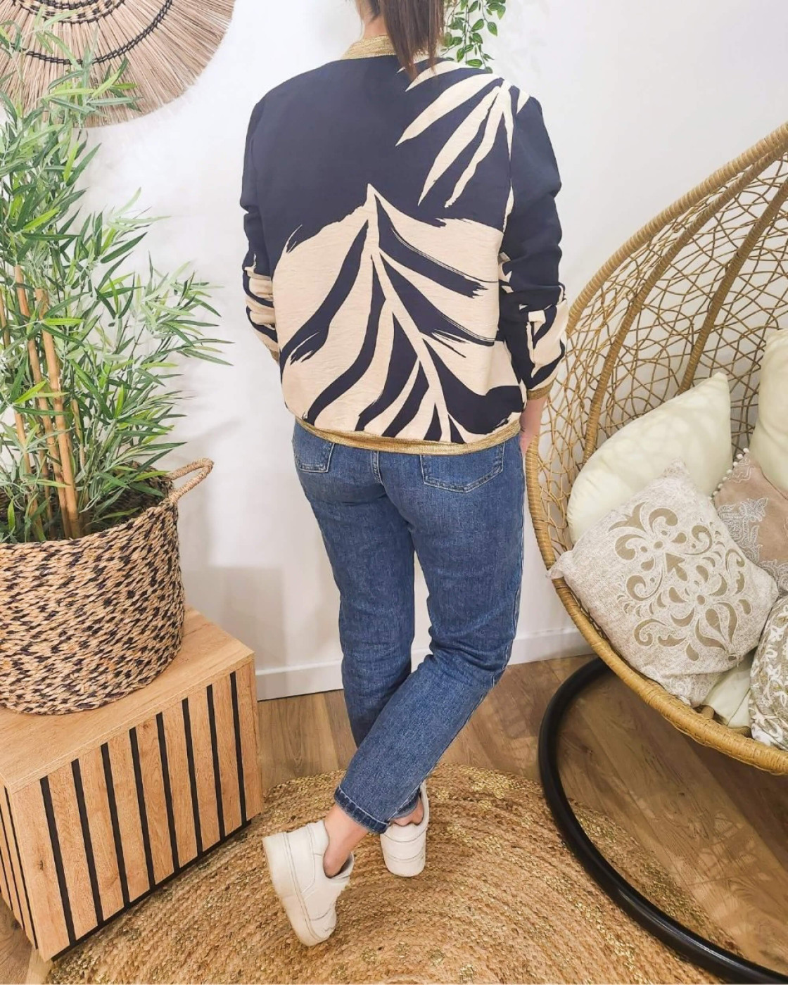 Bombers femme marine et beige Zena