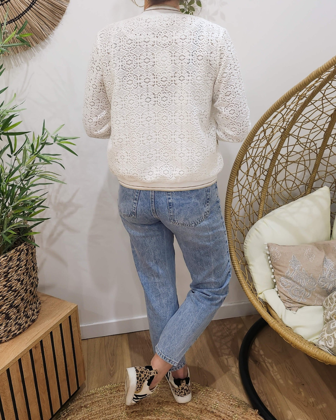 Bombers femme écru crochet