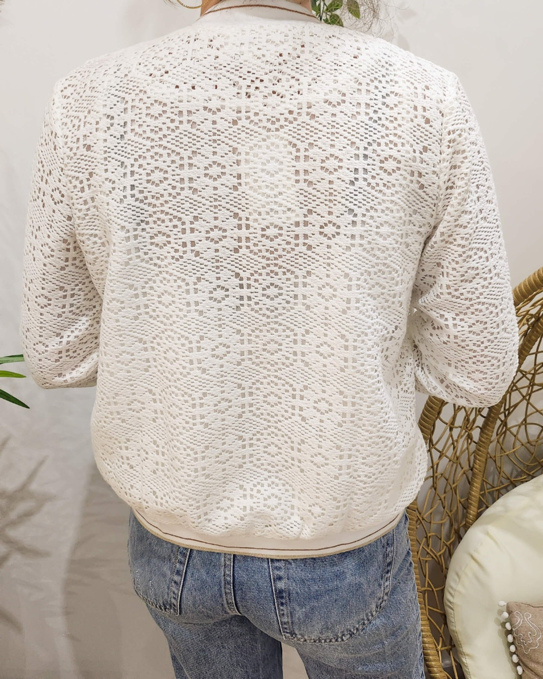 Bombers femme écru crochet