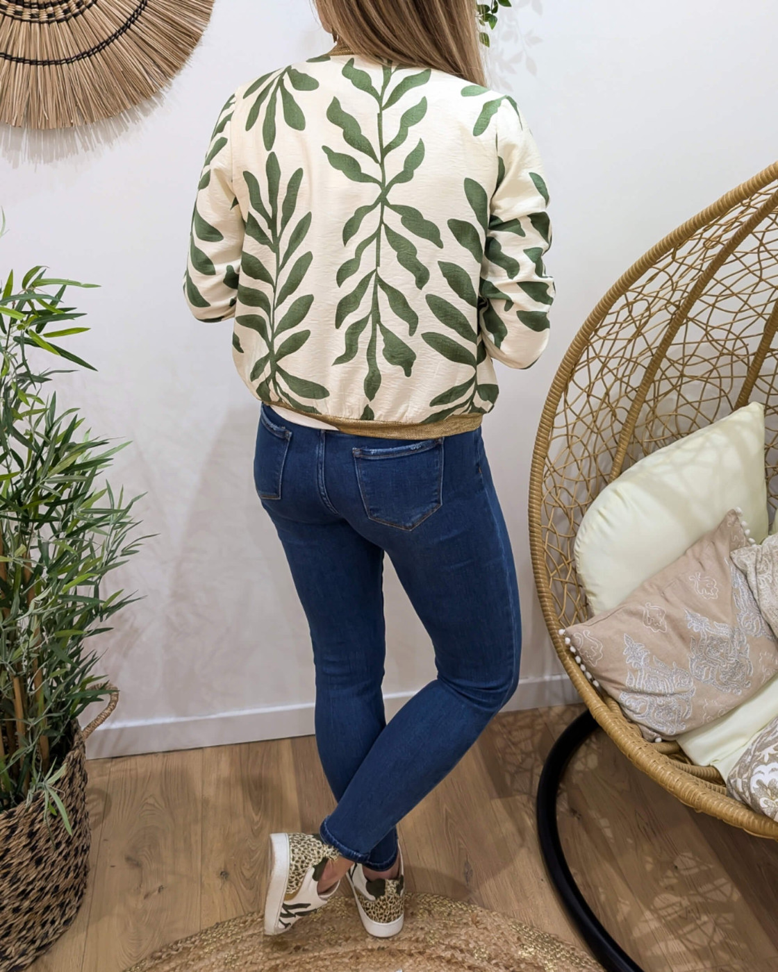 Bombers femme écru et vert Ismérie