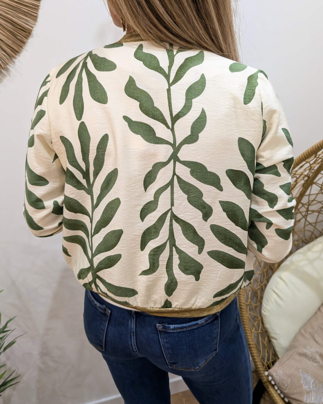 Bombers femme écru et vert Ismérie