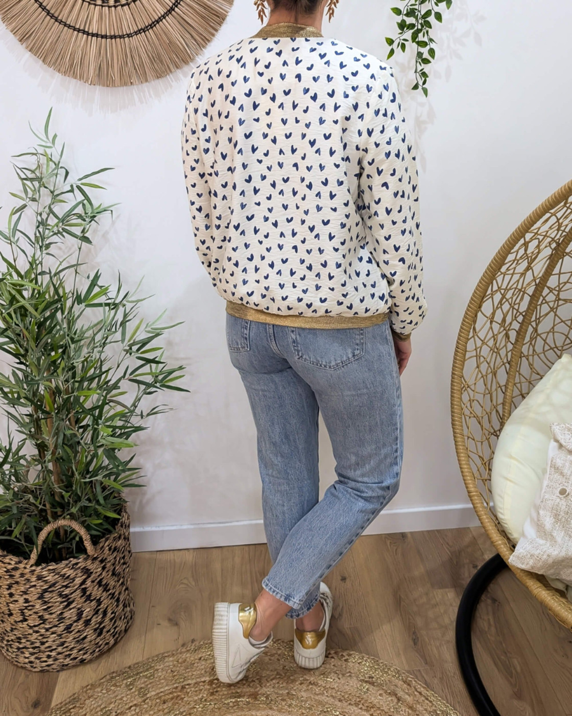 Bombers femme écru et bleu marine Nahélys