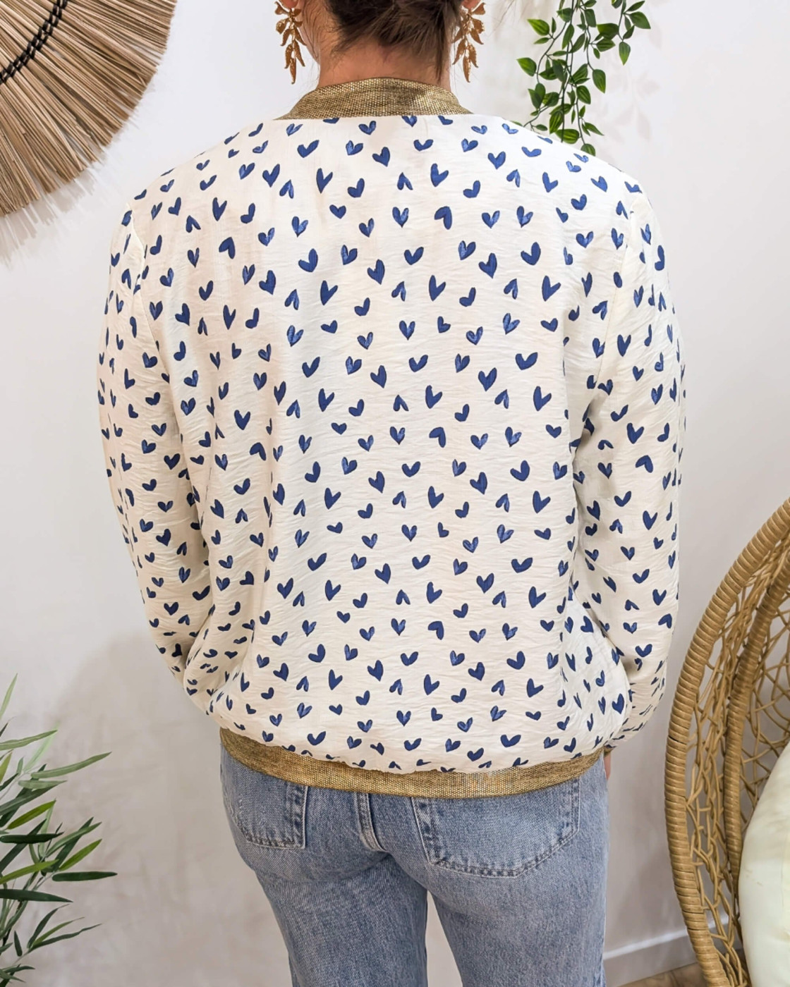 Bombers femme écru et bleu marine Nahélys