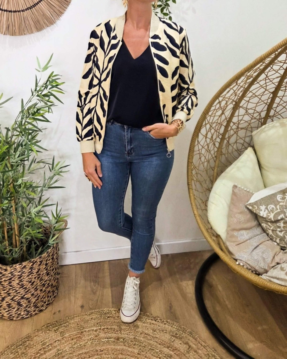 Bombers femme beige et marine Cyanna