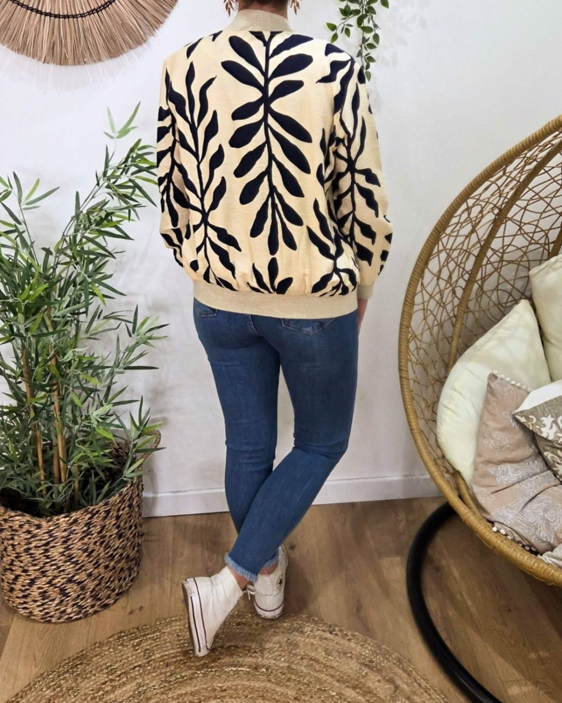 Bombers femme beige et marine Cyanna