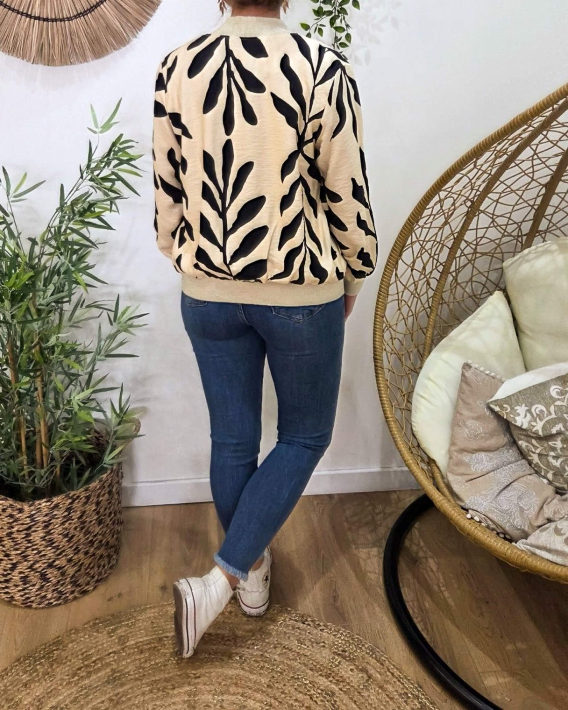 Bombers femme beige et noir Cyanna