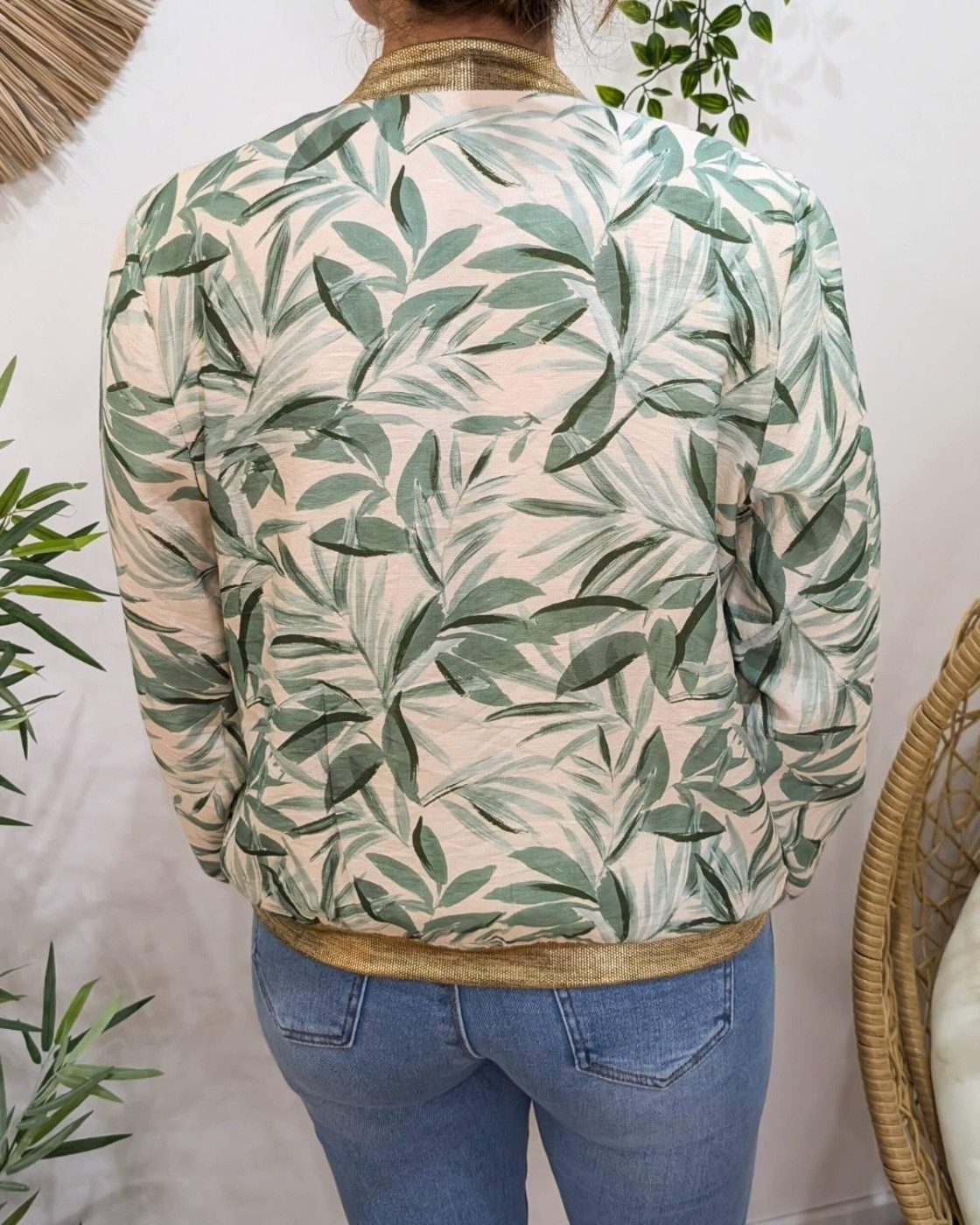 Bombers femme feuillage vert agathe Aminda