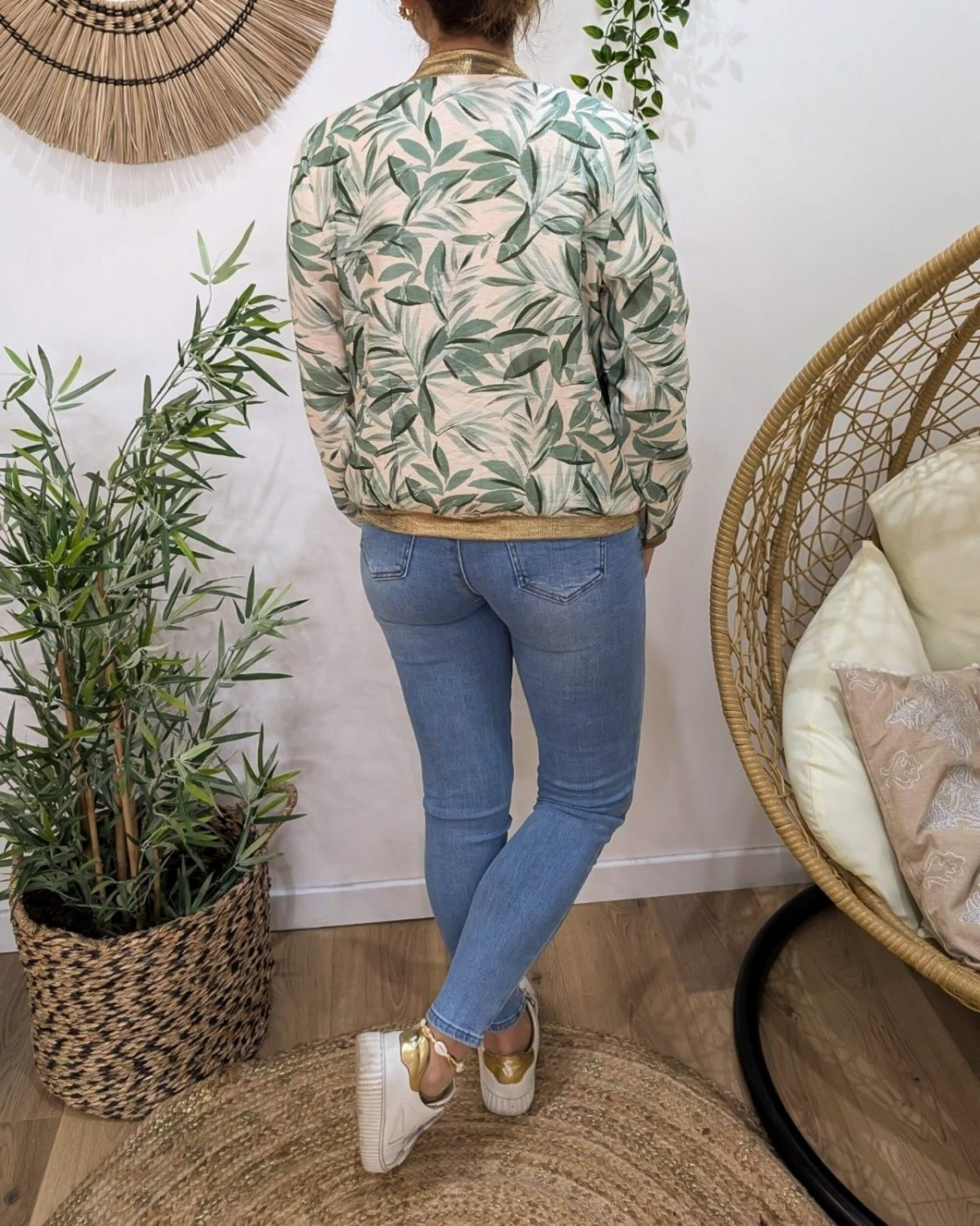 Bombers femme feuillage vert agathe Aminda