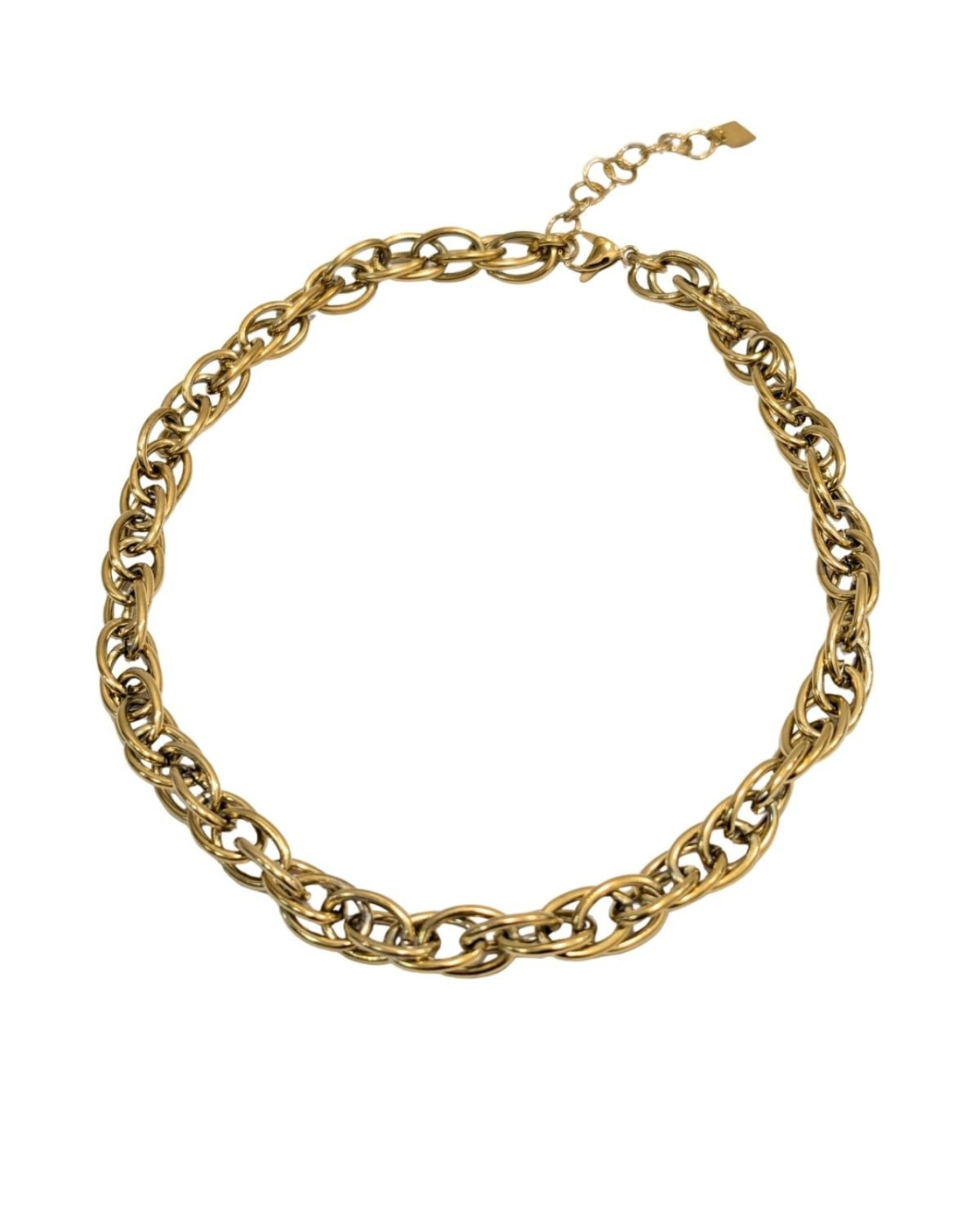 Collier femme acier inoxydable chaine maille doré