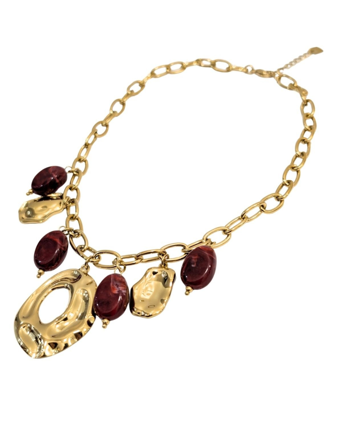 Collier femme acier maille breloques