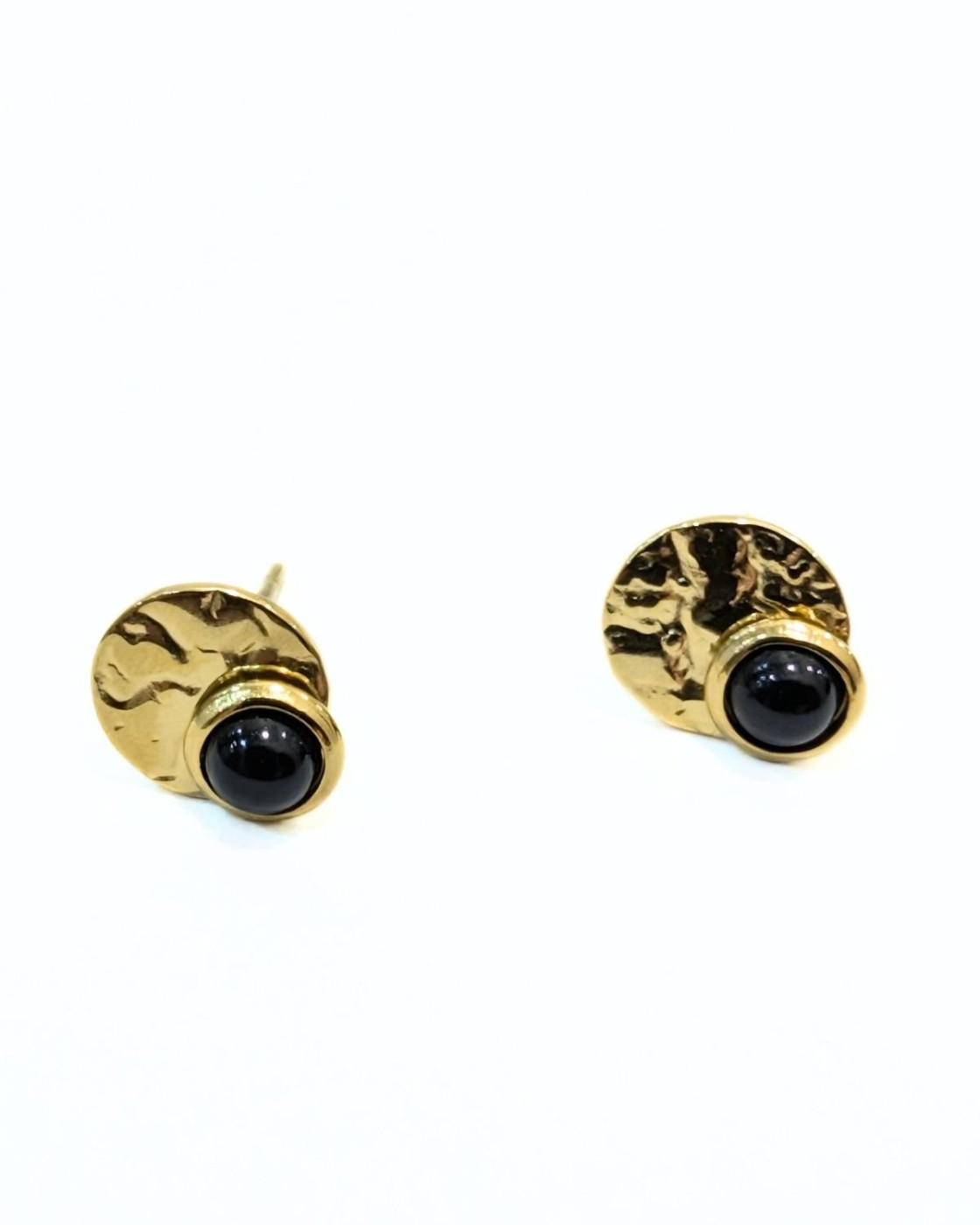 Boucles d'oreilles Acier double ronds-Or et noir