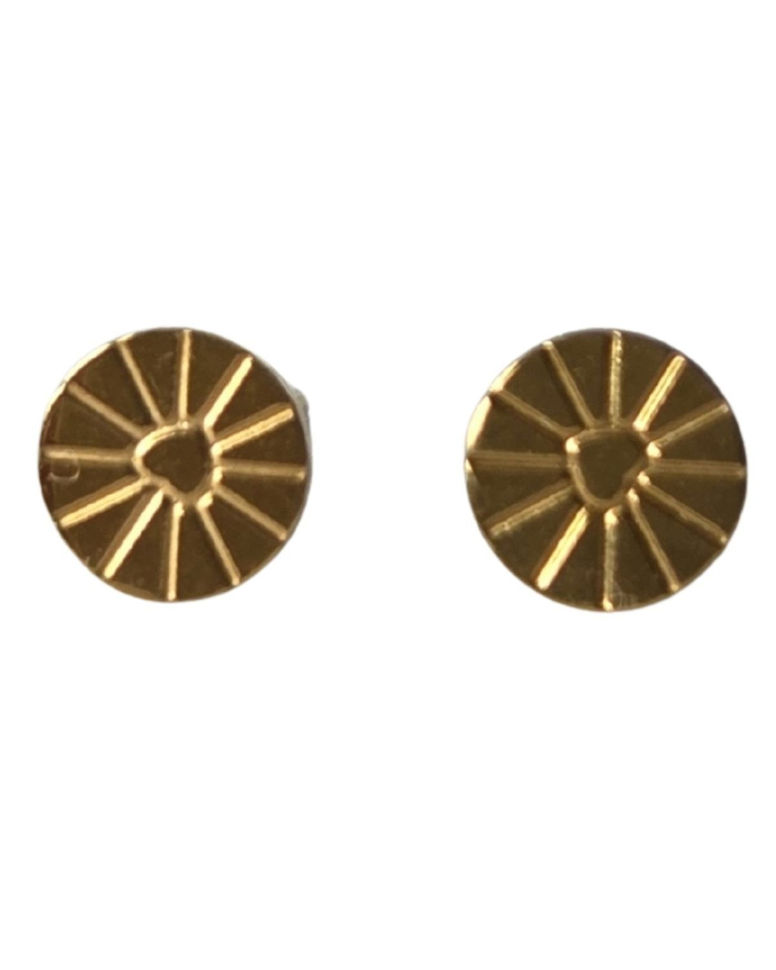 Boucles d'oreilles femme puces pastilles coeurs ciselés acier doré