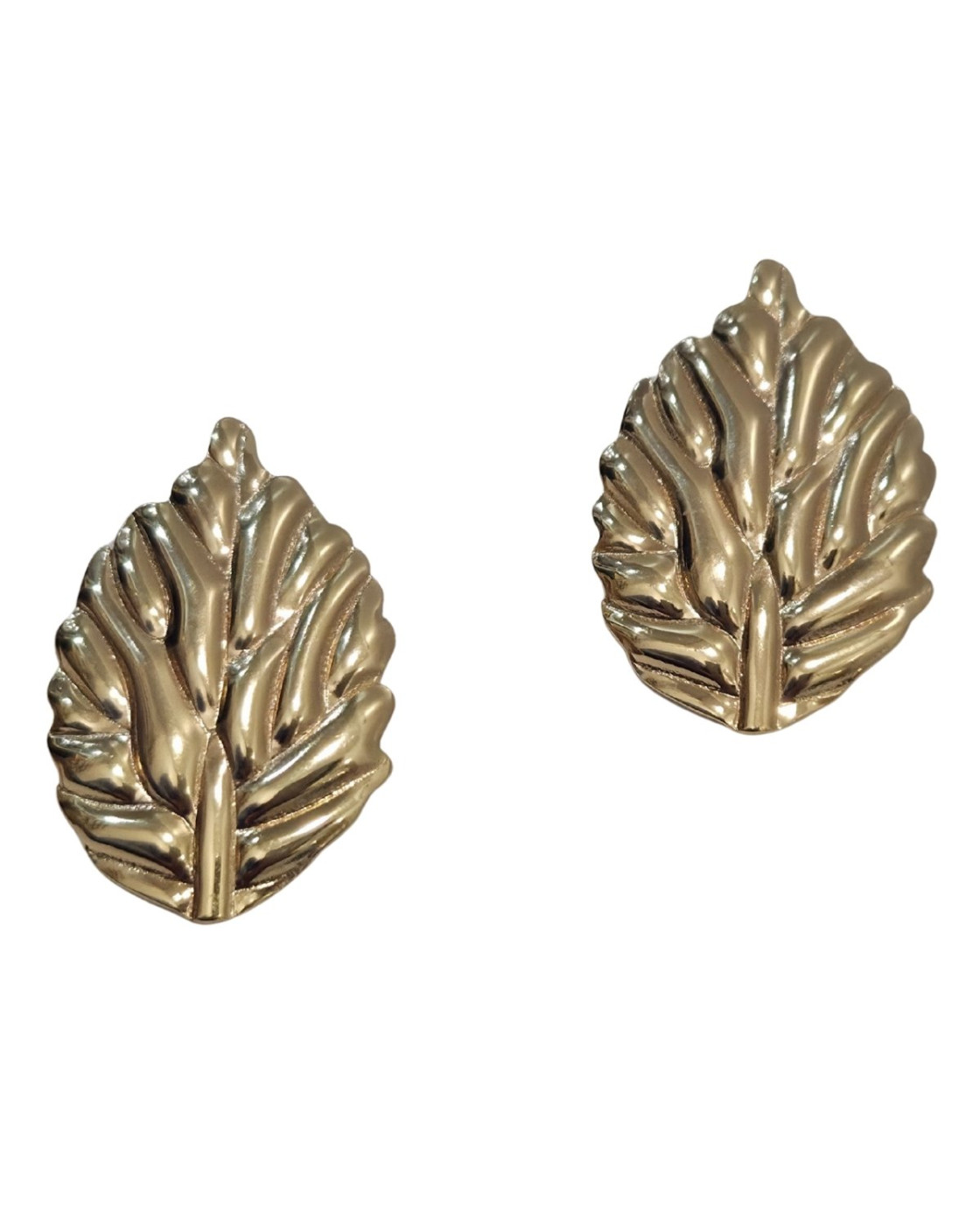 Boucles d'oreilles femme feuilles dorées