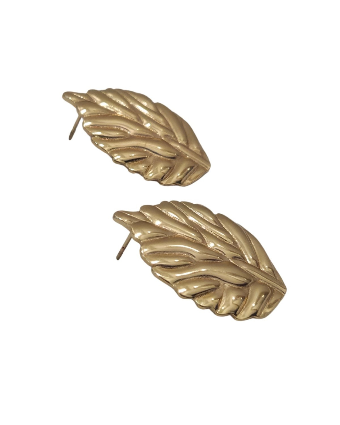 Boucles d'oreilles femme feuilles dorées