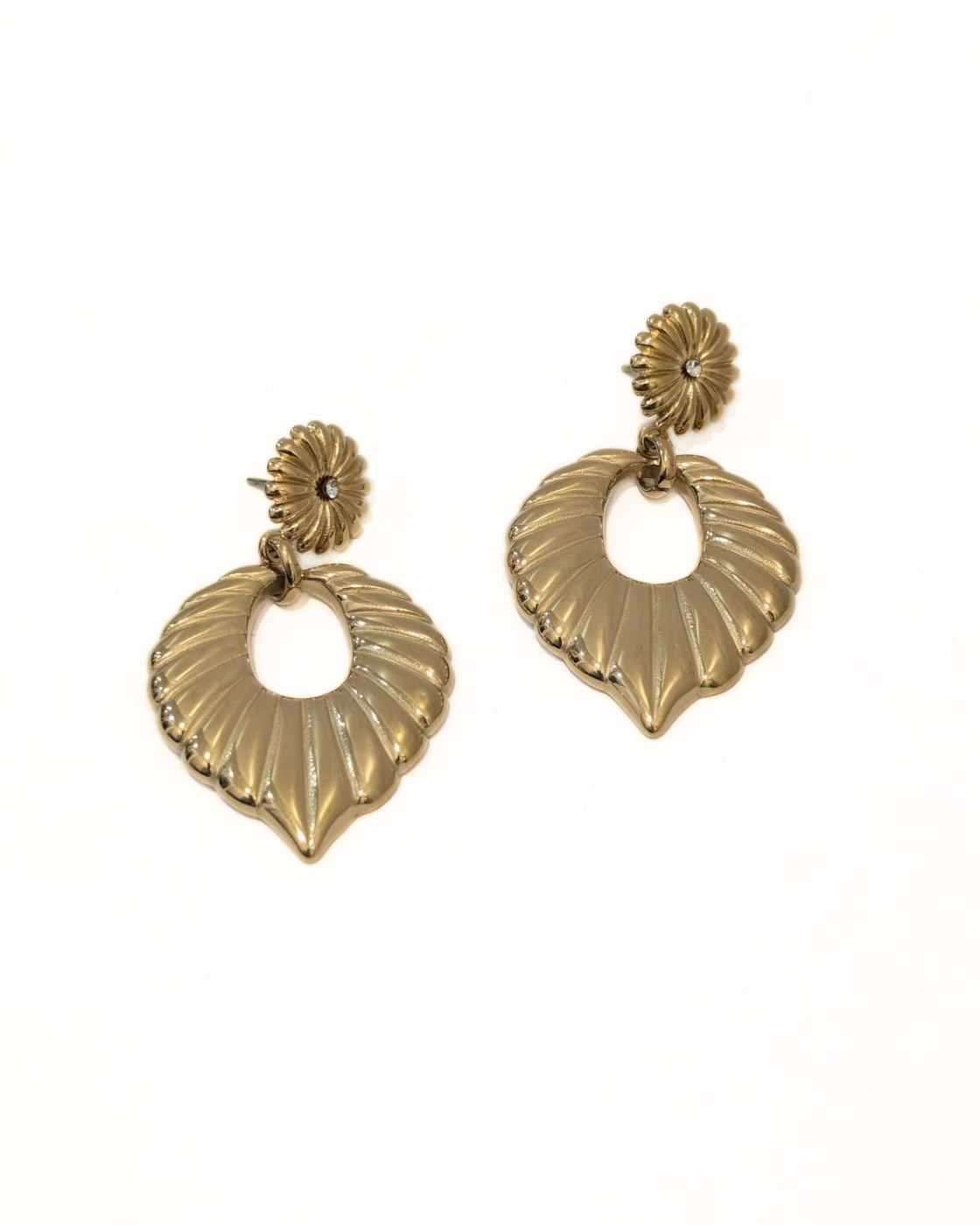 Boucles d'oreilles femme acier doré et strass Geneviève