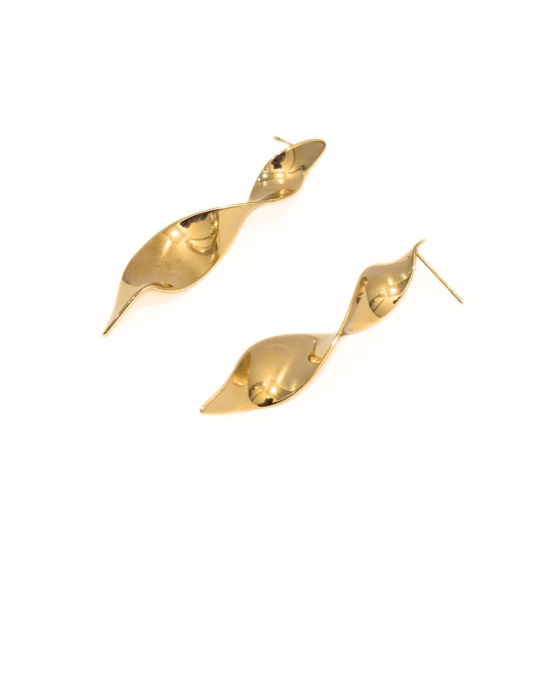 Boucles d'oreilles femme acier doré descente torsadée