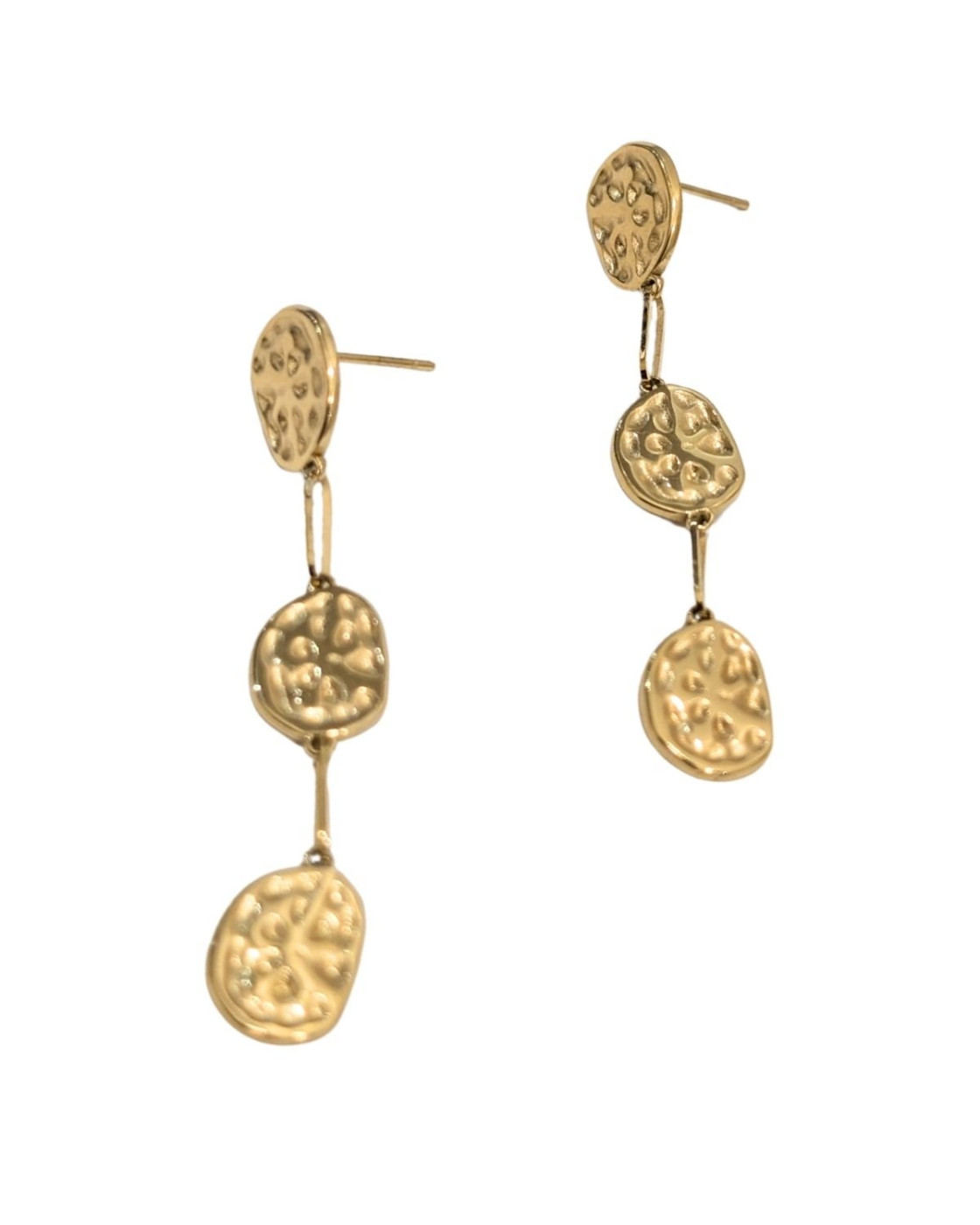 Boucles d'oreilles femme acier doré maillons pendants