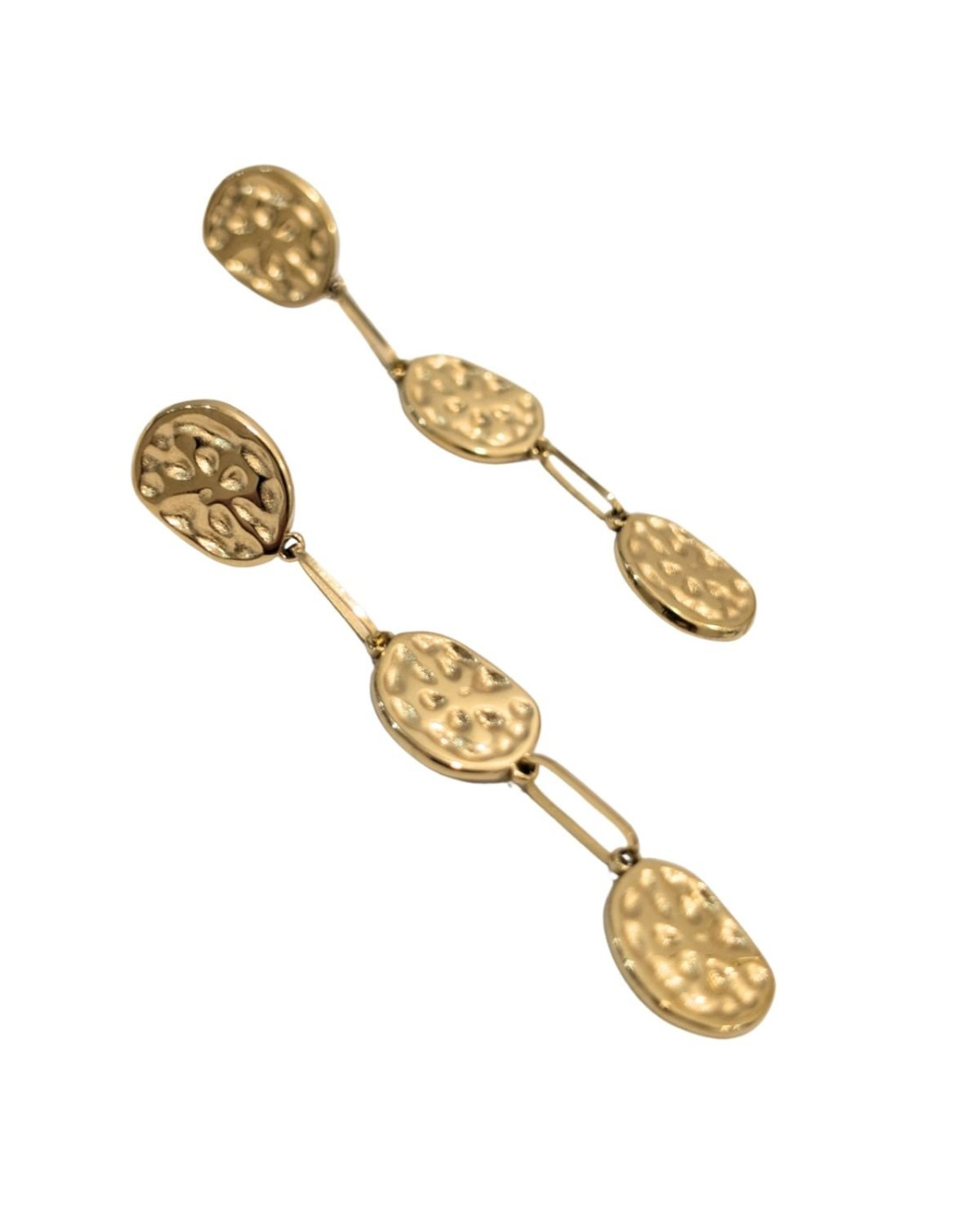 Boucles d'oreilles femme acier doré maillons pendants