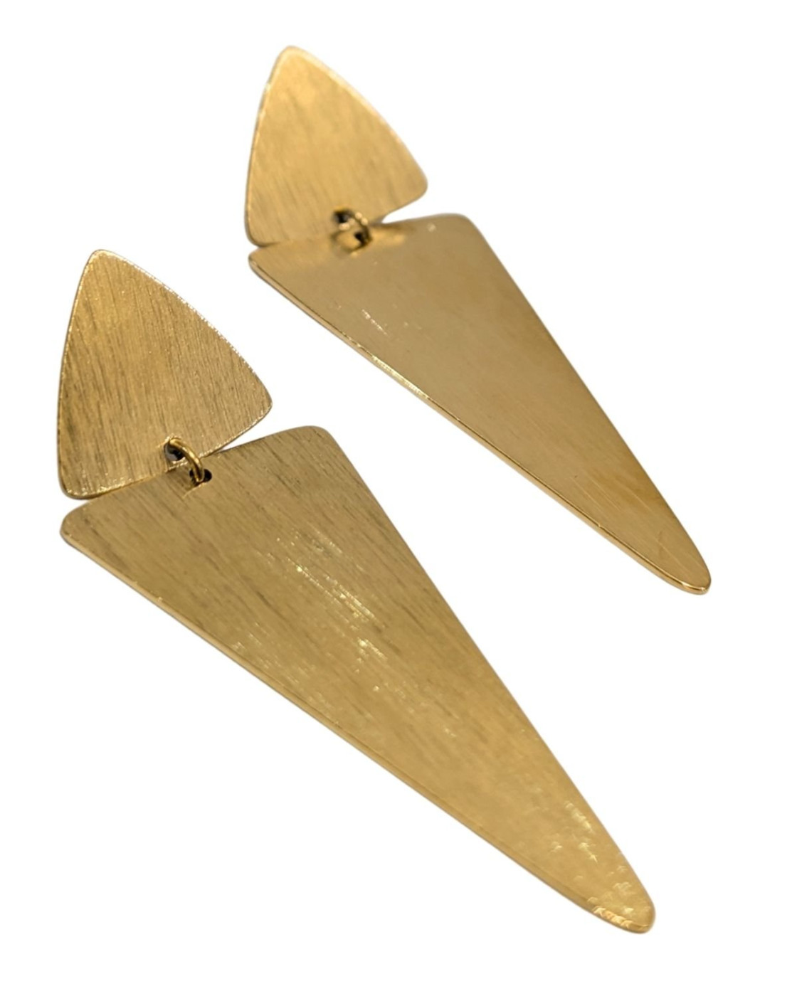 Boucles d'oreilles femme acier doré triangles pendants