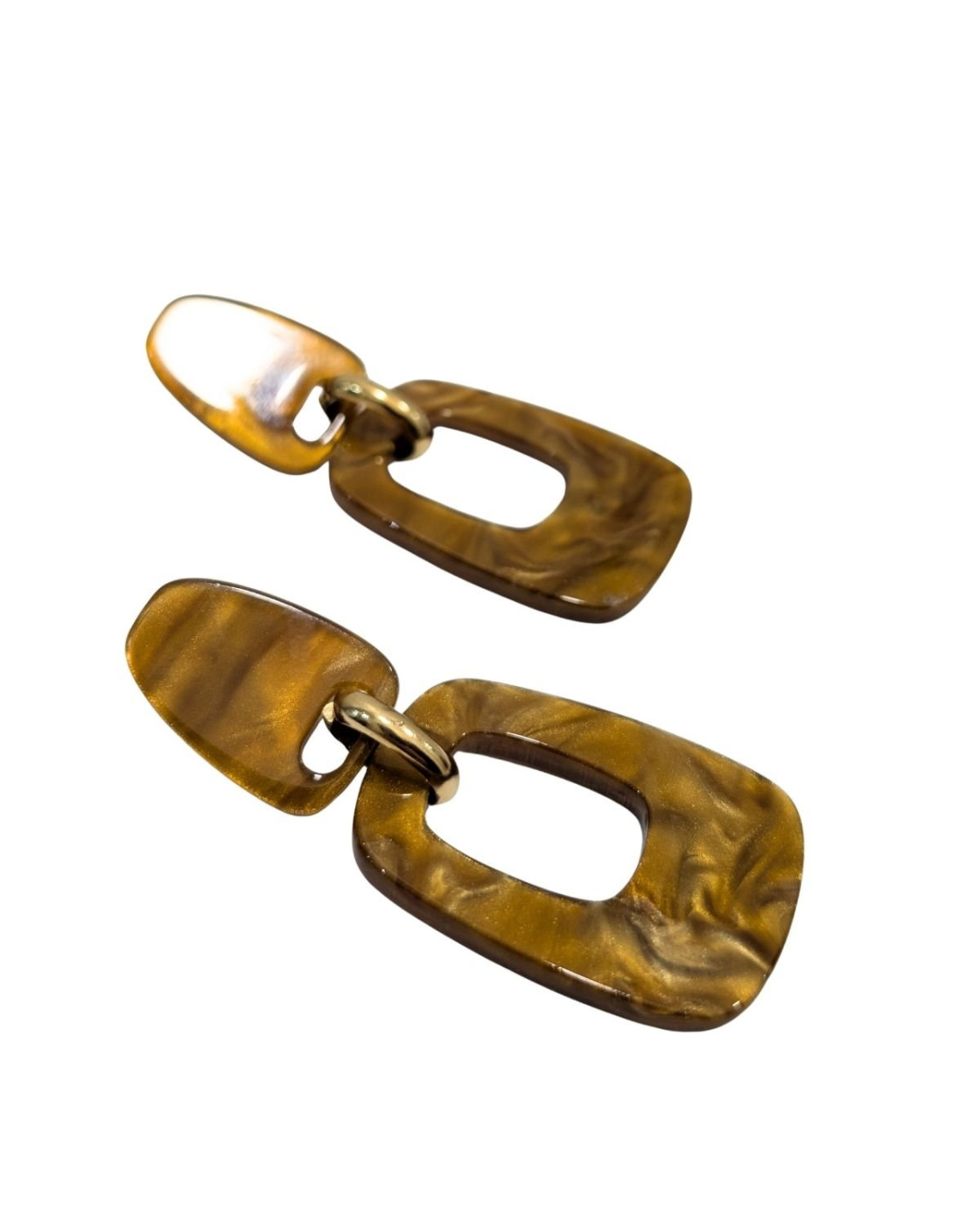 Boucles d'oreilles femme acier doré et camel