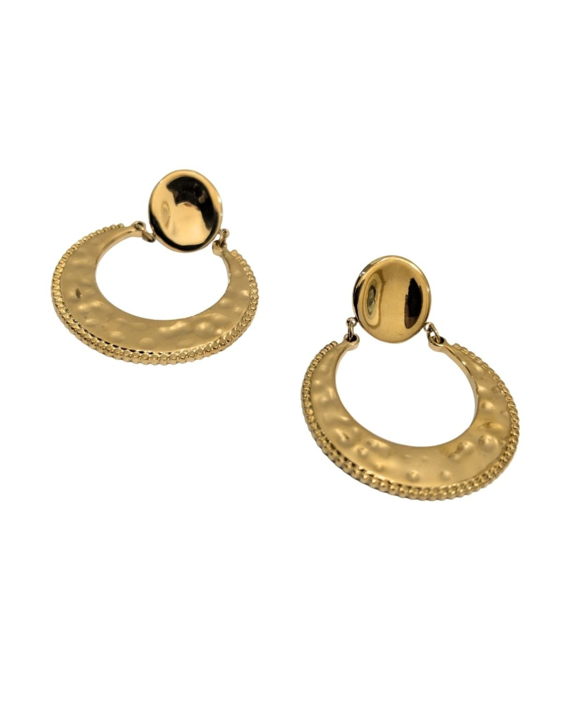 Boucles d'oreilles femme acier doré lune