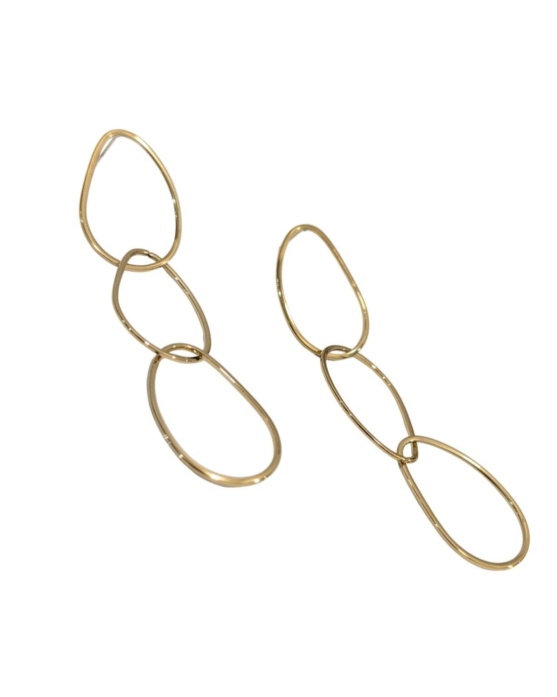 Boucles d'oreilles femme acier doré anneaux entrelacés