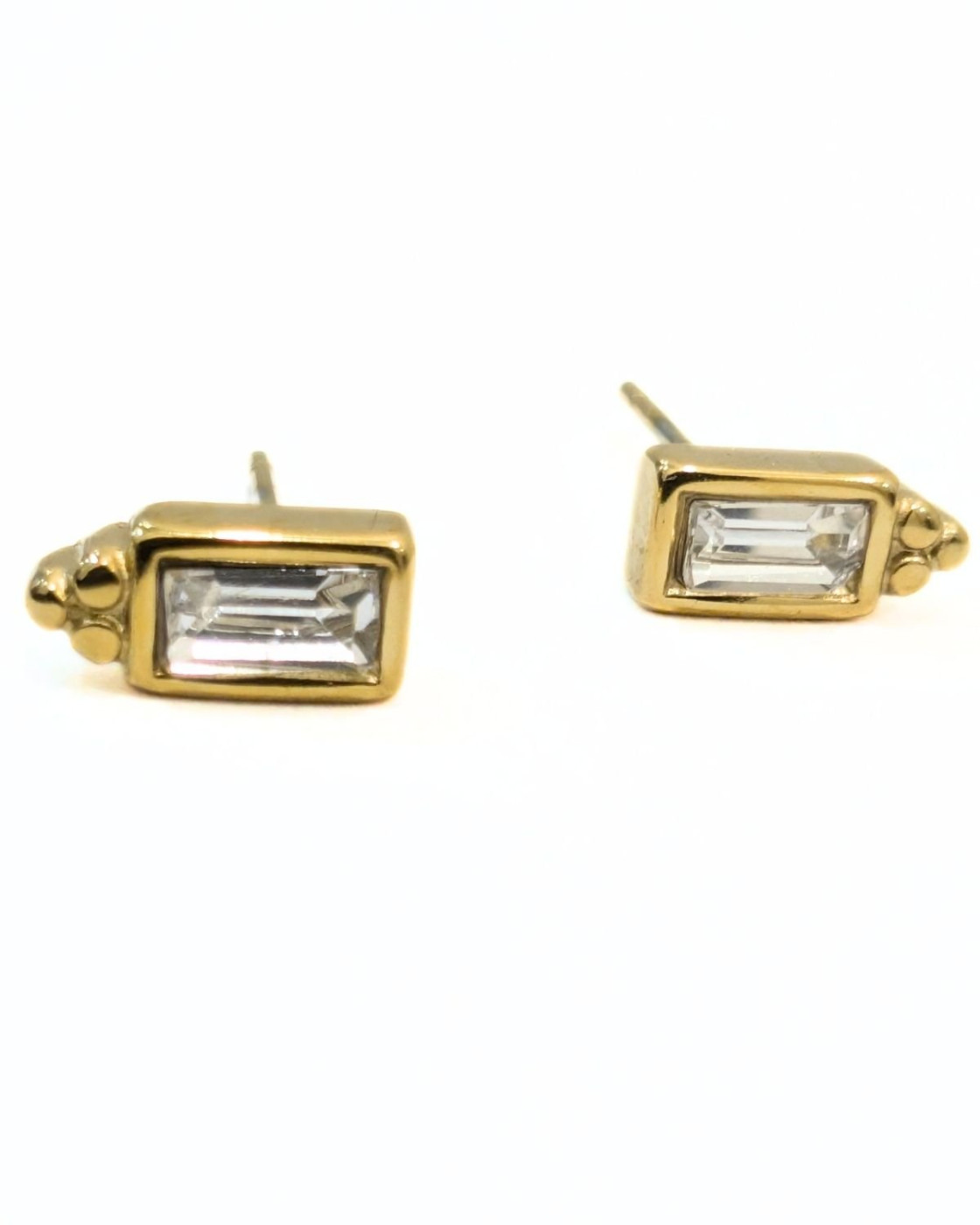 Boucles d'oreilles femme acier zirconium rectangulaire