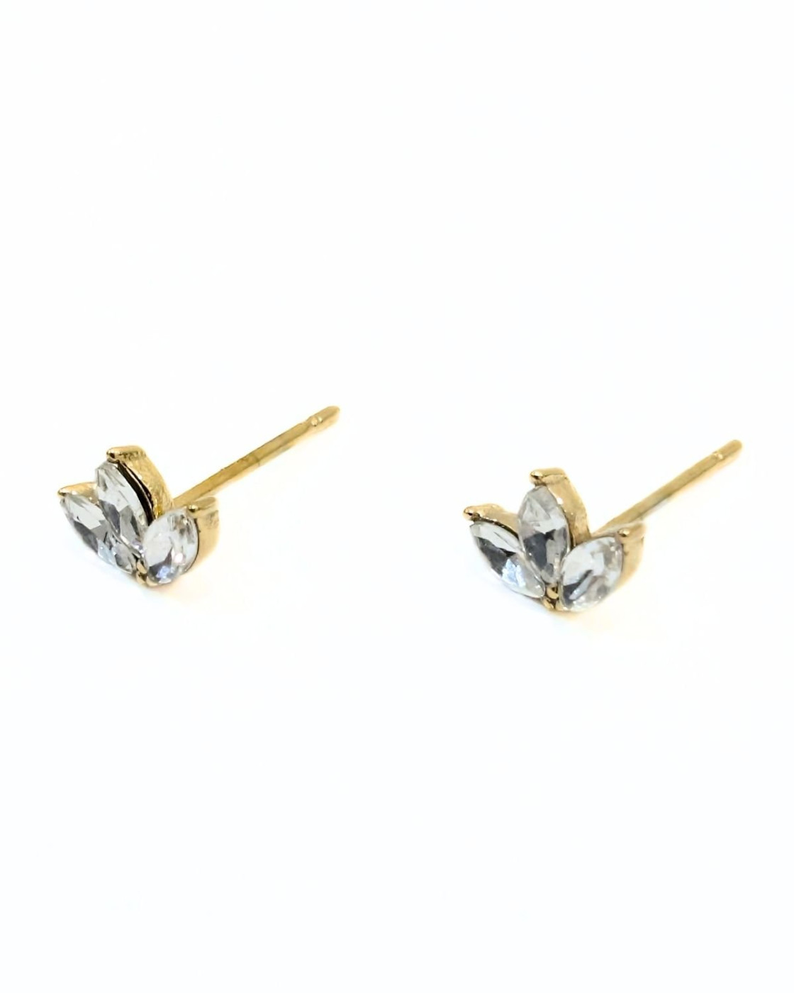 Boucles d'oreilles femme acier zirconium trois pétales