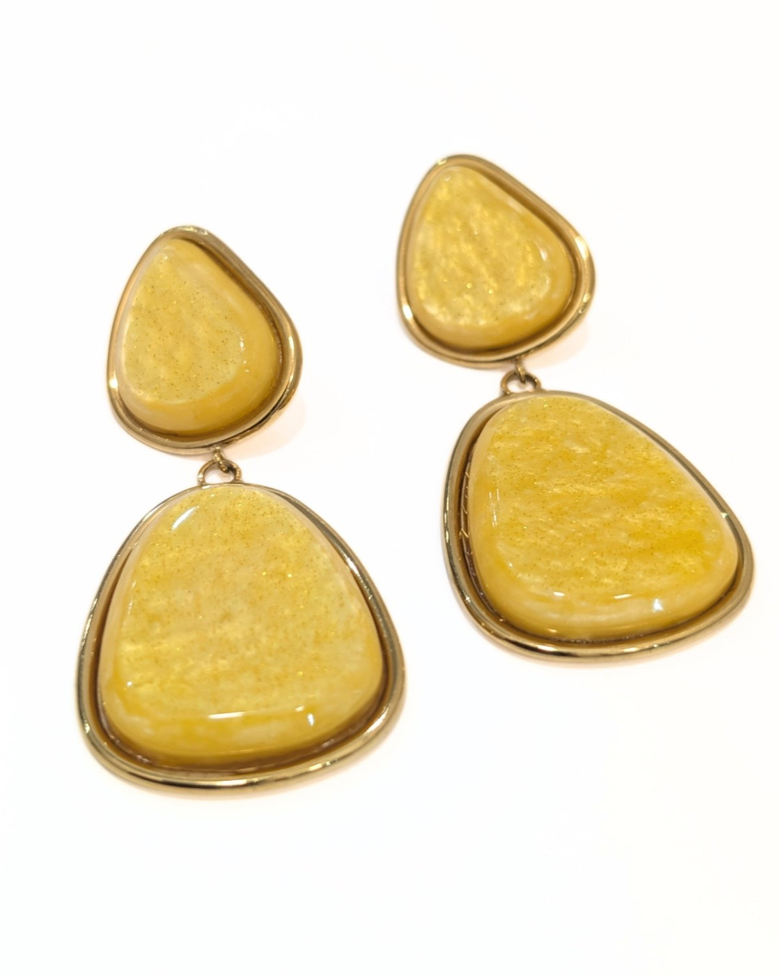 Boucles d'oreilles femme acier doré et pierres nacrées Naomi