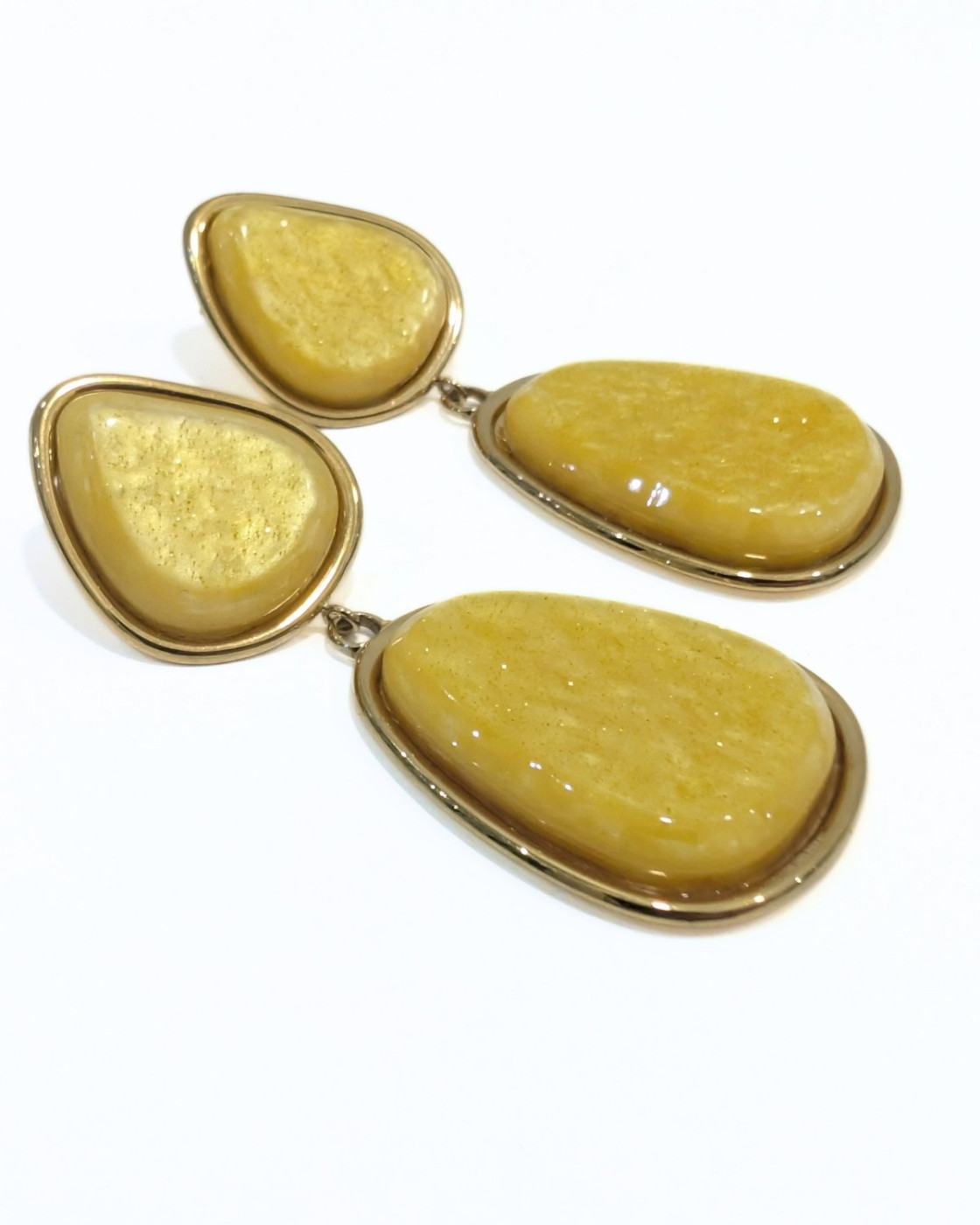 Boucles d'oreilles femme acier doré et pierres nacrées Naomi