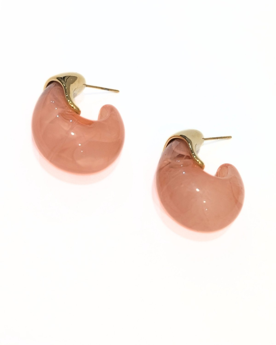 Boucles d'oreilles femme acier doré Résine rose Magali