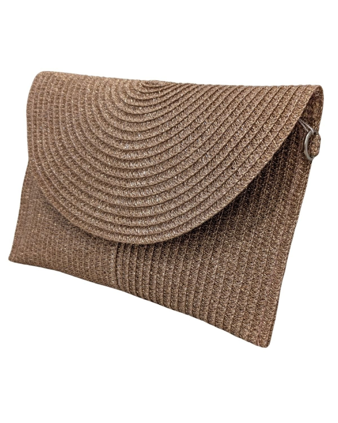 Pochette femme papier tissé rose gold