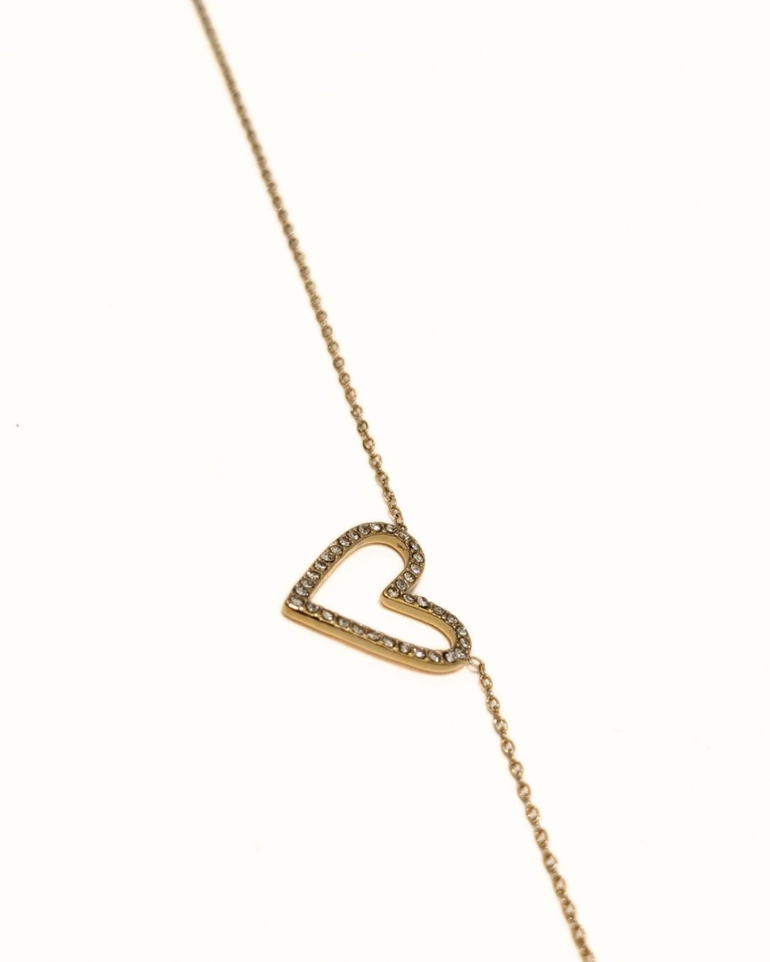 Collier femme acier inoxydable doré coeur strass