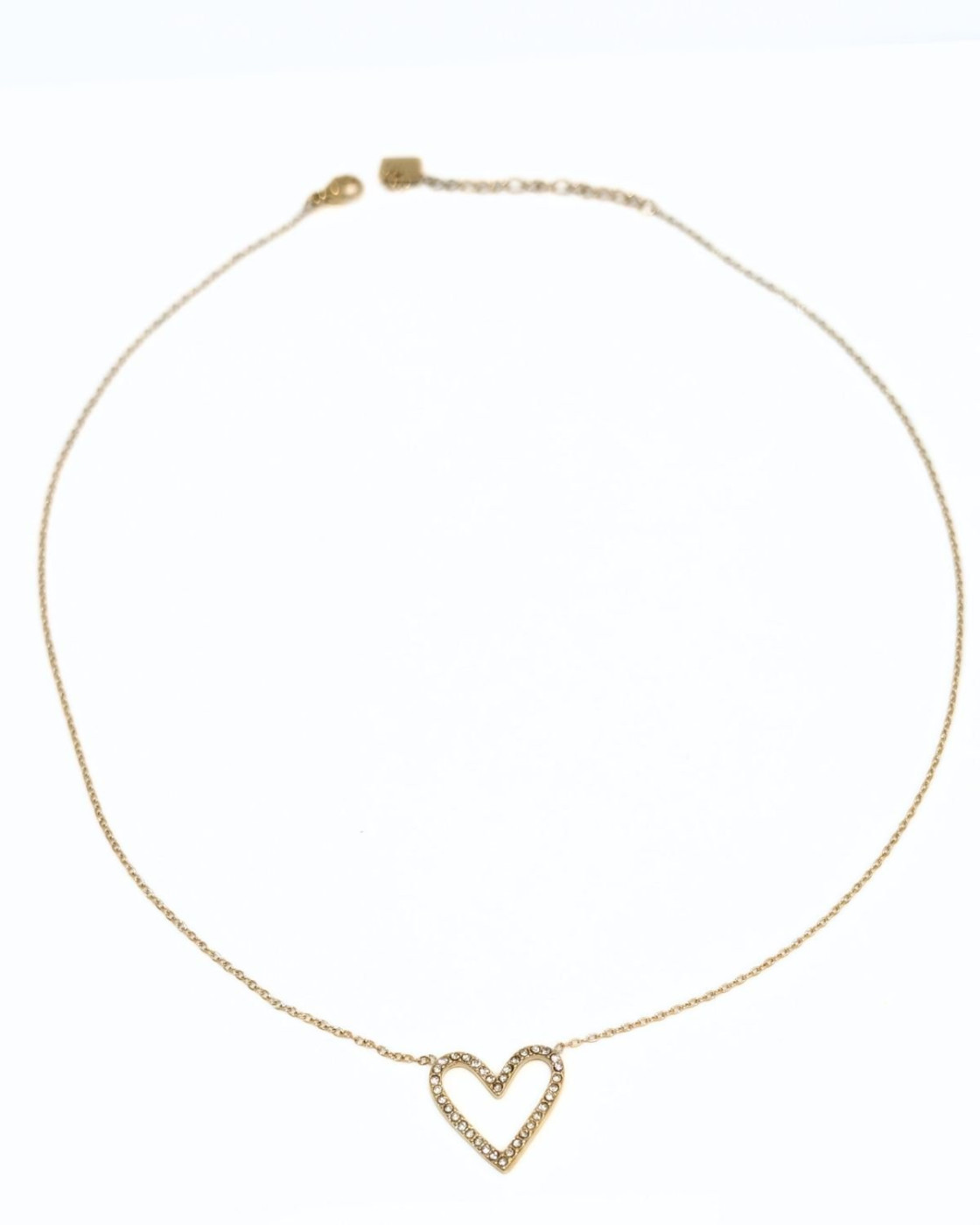Collier femme acier inoxydable doré coeur strass
