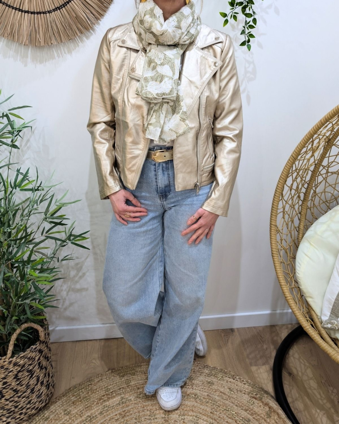 Foulard femme fleurs et dorures Céphise