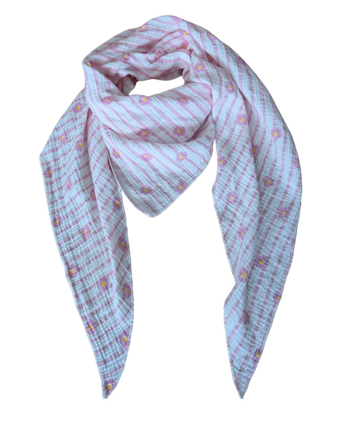 Foulard femme pointe rayures et fleurs