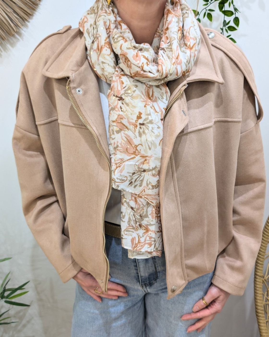 Foulard femme fleuri et dorures Cléophée