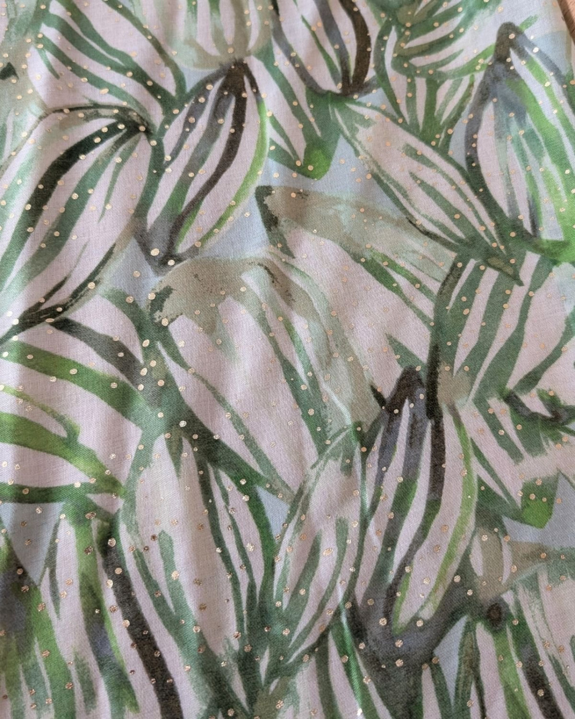 Foulard femme feuillages et dorures Danaë-Vert