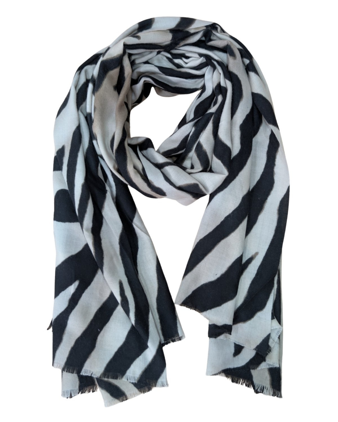 Echarpe femme zébrée noire et beige 