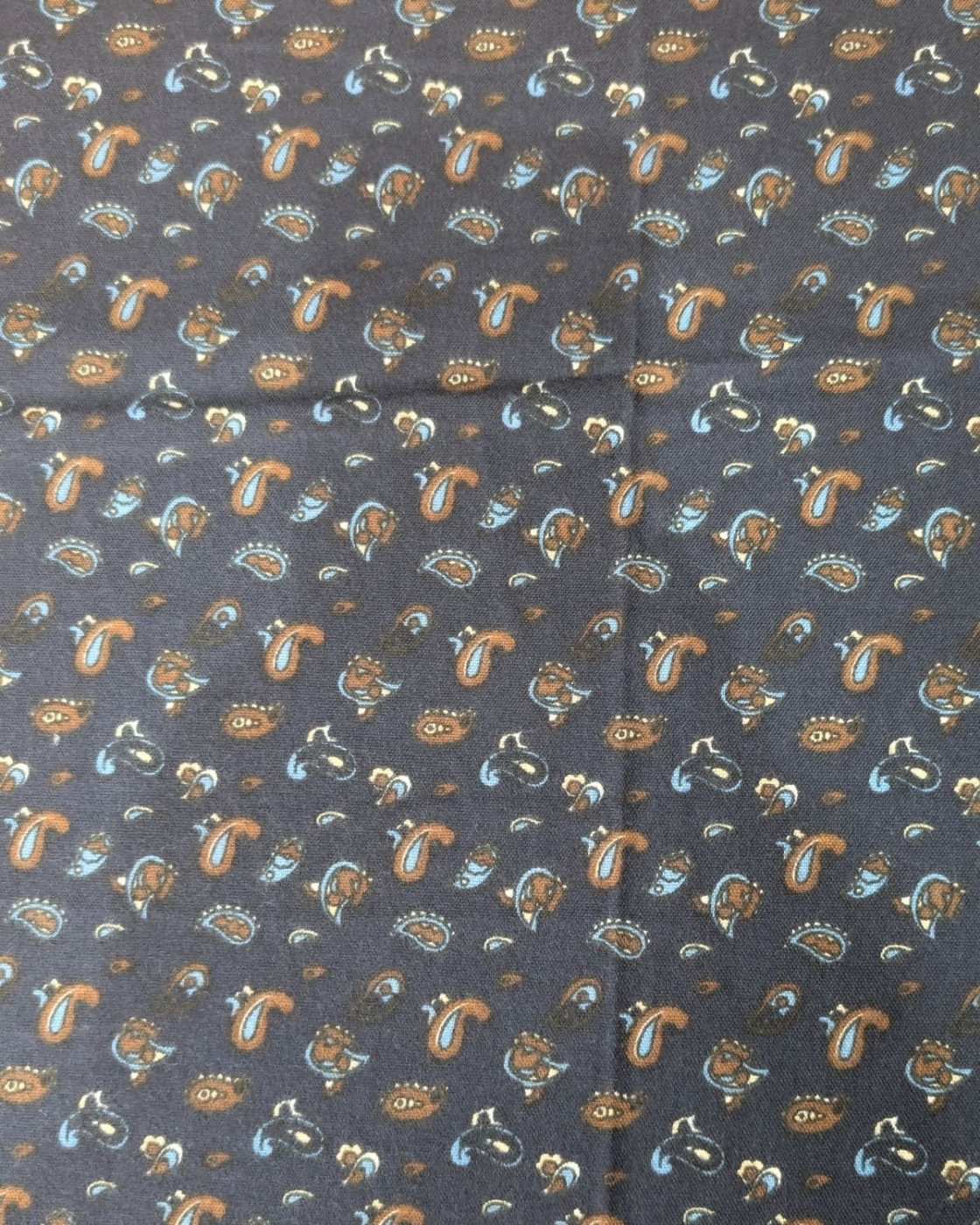 Echarpe femme marine imprimés cachemires marrons et bleus