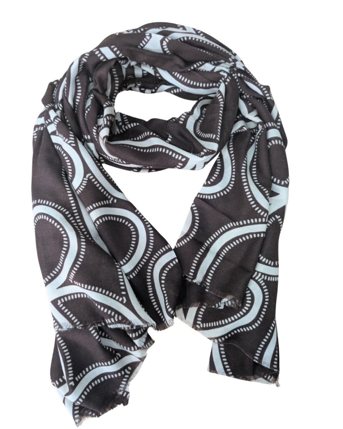 Echarpe femme marron motifs beiges Maeva