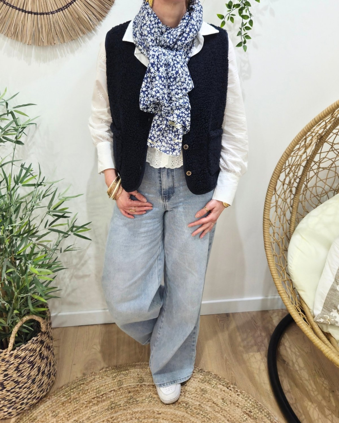 Foulard femme fleurs liberty et dorures