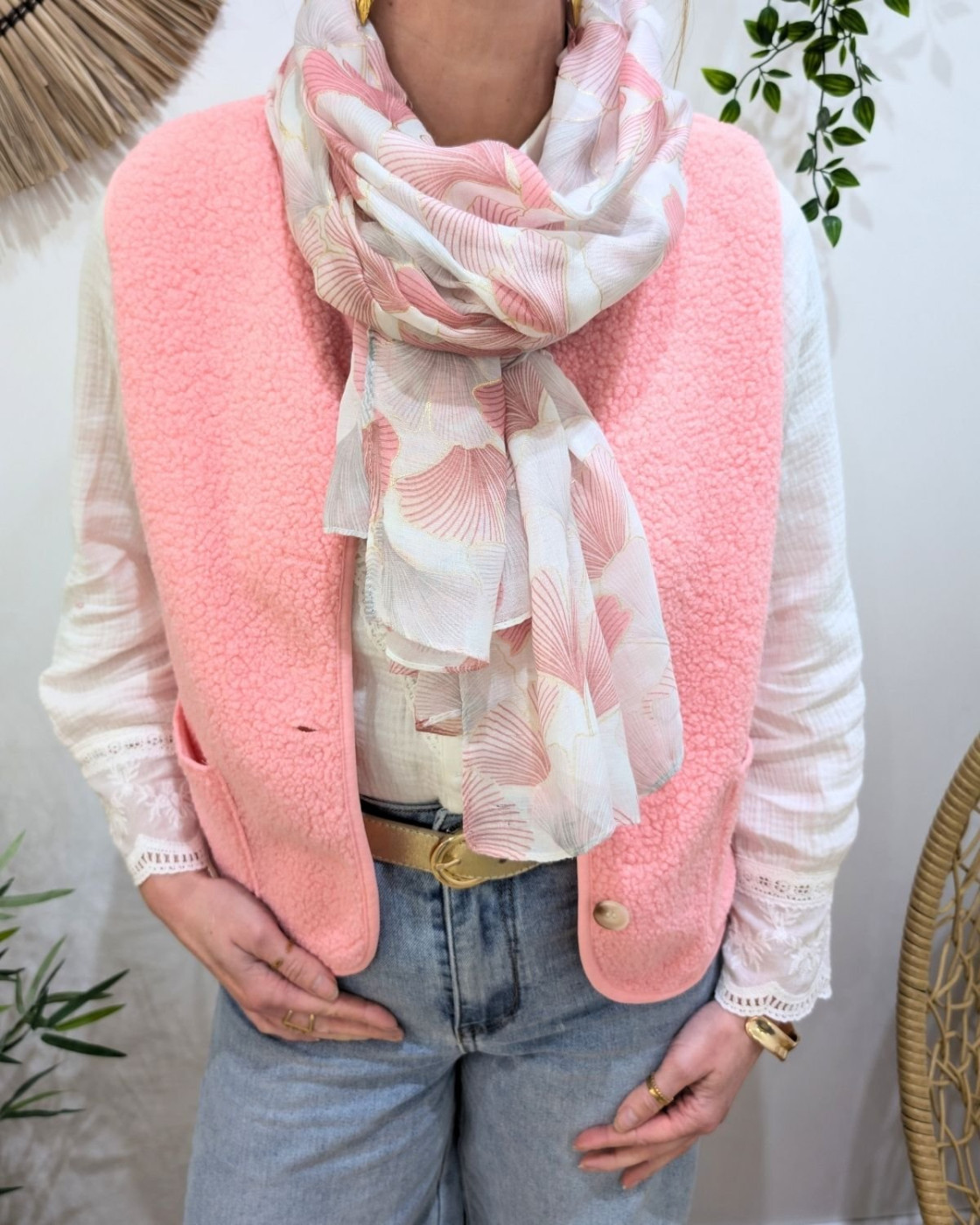 Foulard femme fleuri et dorures Hana